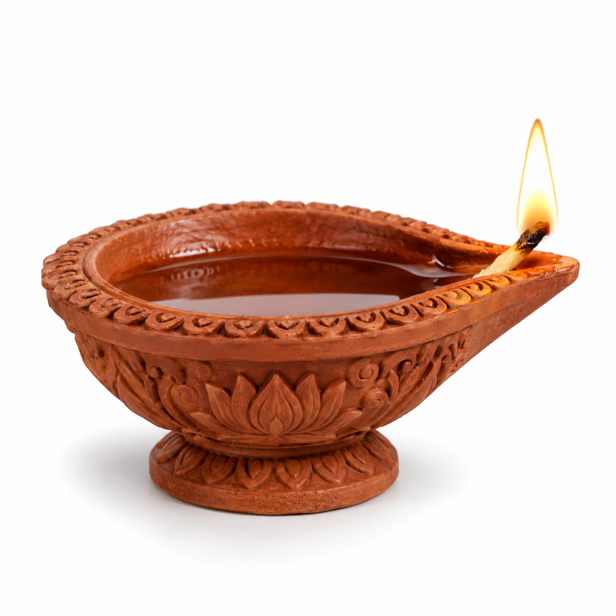 Heritage Floral Clay Diya